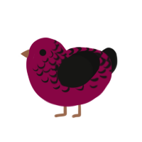Wine, a maroon and black chicken with a half-lace pattern