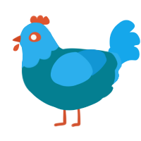 Canary, a sea and sky chicken with a head pattern