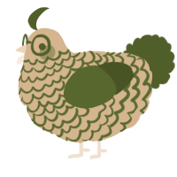 A beige and olive chicken with a lace pattern