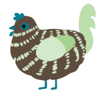 (unnamed), a bark and gluppy chicken with a bar pattern