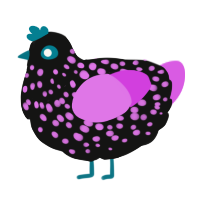 (unnamed), a black and orchid chicken with a speckle pattern