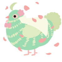 Sempai, a mint and gluppy chicken with a bar pattern