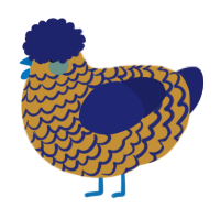 (unnamed), a gold and navy chicken with a lace pattern