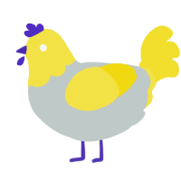 lemon pop, a silver and yellow chicken with a head pattern