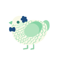 Minthe, a white and mint chicken with a lace pattern