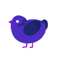 Amethyst, a indigo and navy chicken with a neck-speckle pattern
