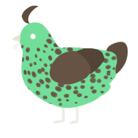 mint chocy chip g1, a spring and bark chicken with a speckle pattern
