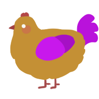 pj, a gold and amethyst chicken