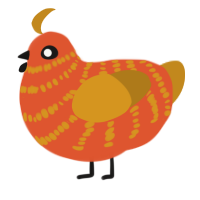 Impending Supernova, a vermilion and ochre chicken with a bar pattern