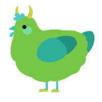 G, a grass and turquoise chicken