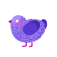 Twilight Sparkle, a lilac and indigo chicken with a double-lace pattern