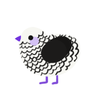 Gawth, a white and sable chicken with a lace pattern