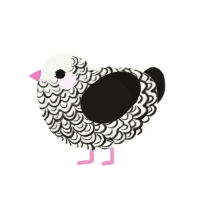 (unnamed), a white and sable chicken with a double-lace pattern