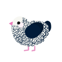 Humble, a white and tumblr chicken with a double-lace pattern