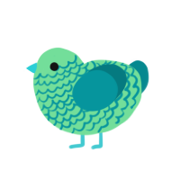 Algae, a spring and teal chicken with a lace pattern