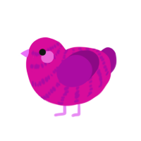 Pimk, a fuchsia and plum chicken with a bar pattern