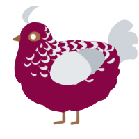 A maroon and mist chicken with a half-lace pattern