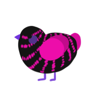 (unnamed), a black and fuchsia chicken with a bar pattern