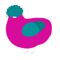 (unnamed), a fuchsia and teal chicken