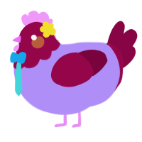 Bladder, a lilac and maroon chicken with a head pattern