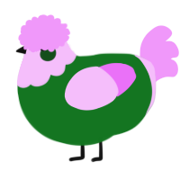 A leaf and lavender chicken with a head pattern