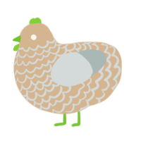 Thea, a beige and silver chicken with a lace pattern