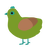 A chartreuse and brown chicken