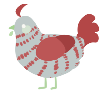 Spine, a silver and red chicken with a bar pattern