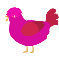 A fuchsia and crimson chicken