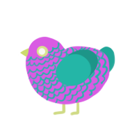 (unnamed), a orchid and turquoise chicken with a lace pattern