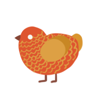(unnamed), a vermilion and orange chicken with a lace pattern