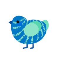 Ocean Breeze, a sapphire and mint chicken with a bar pattern