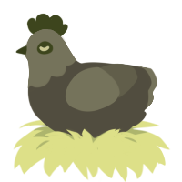 Sulfur, a sable and ash chicken with a head pattern