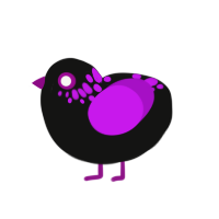 ufs neon pebble, a black and amethyst chicken with a neck-speckle pattern