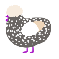 Speckly Egg, a grey and cream chicken with a speckle pattern