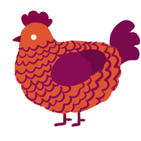 A vermilion and wine chicken with a lace pattern