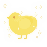Peep, a yellow chicken with a neck-speckle pattern