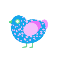 bacterium, a sky and lavender chicken with a speckle pattern