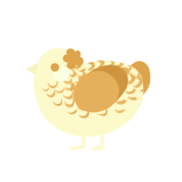 Sunshine, a cream and orange chicken with a half-lace pattern