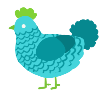 Claudius, a aqua and teal chicken with a lace pattern