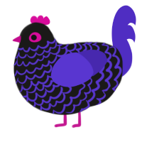 Taphophobia, a sable and indigo chicken with a lace pattern