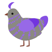 Tetanophobia, a ash and blurple chicken with a bar pattern