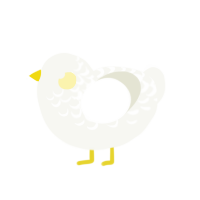 omelet, a white chicken with a half-lace pattern