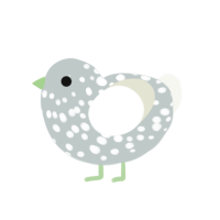 Wintergreen, a silver and white chicken with a speckle pattern