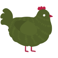 evilo, a olive chicken with a bar pattern