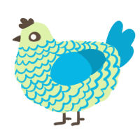 A apple and cerulean chicken with a lace pattern