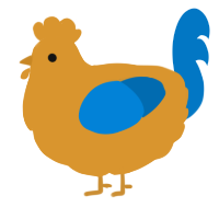 Gloom, a orange and sapphire chicken