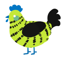 (unnamed), a lime and black chicken with a bar pattern
