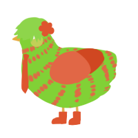 A grass and vermilion chicken with a bar pattern