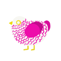 spill the tea, a white and fuchsia chicken with a lace pattern